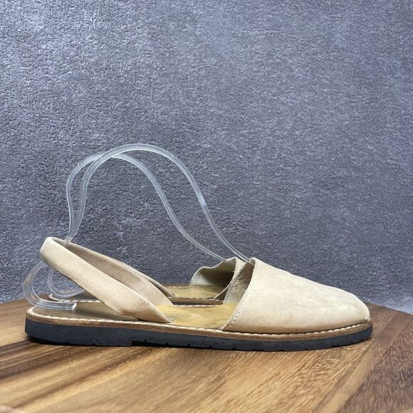 Cole Haan Sandals Women's Size 7.5 Beige Tan Leather Casual Peep Toe - Picture 1 of 8